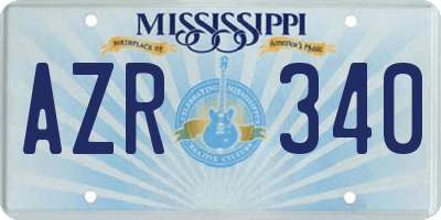 MS license plate AZR340