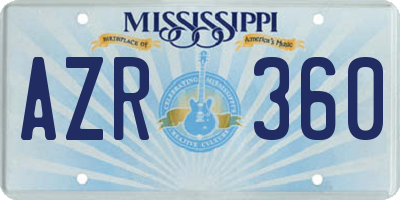 MS license plate AZR360