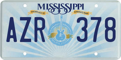 MS license plate AZR378