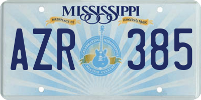 MS license plate AZR385