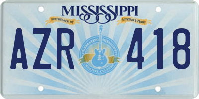 MS license plate AZR418