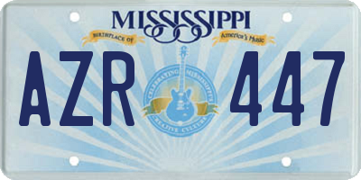 MS license plate AZR447
