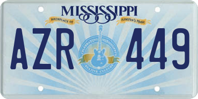 MS license plate AZR449