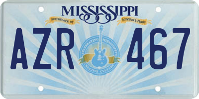 MS license plate AZR467