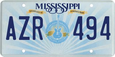 MS license plate AZR494