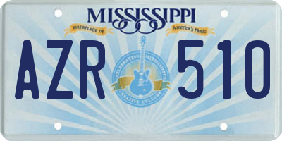 MS license plate AZR510