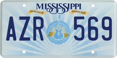 MS license plate AZR569