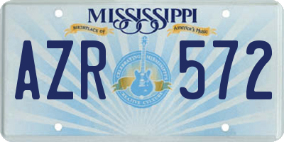MS license plate AZR572