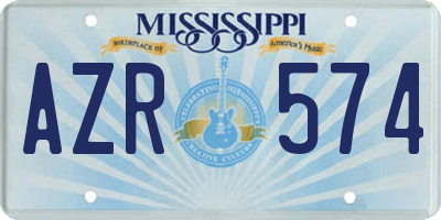 MS license plate AZR574