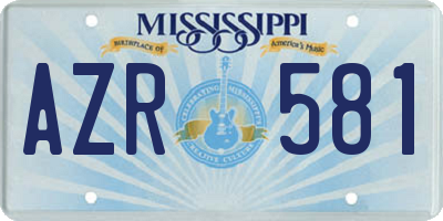 MS license plate AZR581