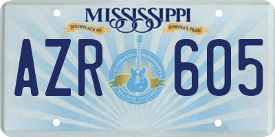 MS license plate AZR605