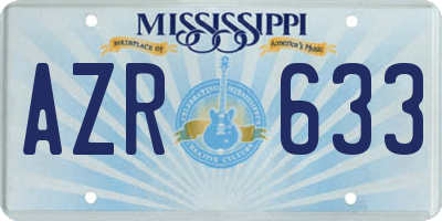 MS license plate AZR633
