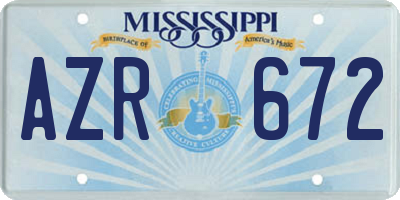 MS license plate AZR672