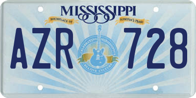 MS license plate AZR728