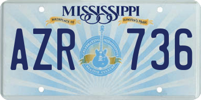 MS license plate AZR736