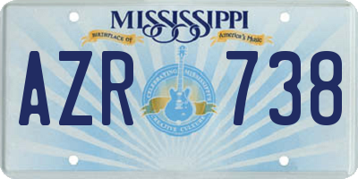 MS license plate AZR738