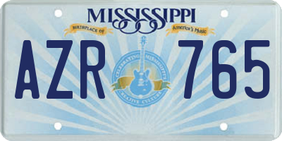 MS license plate AZR765