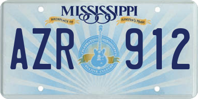 MS license plate AZR912