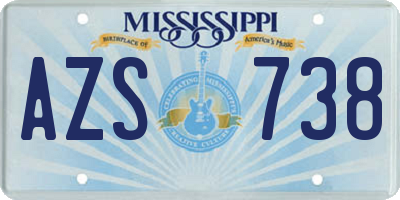MS license plate AZS738