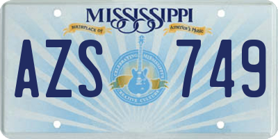 MS license plate AZS749
