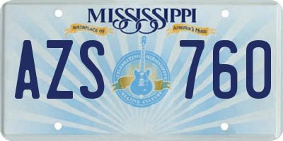 MS license plate AZS760