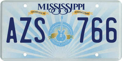 MS license plate AZS766