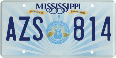 MS license plate AZS814