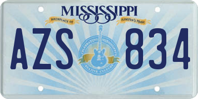MS license plate AZS834