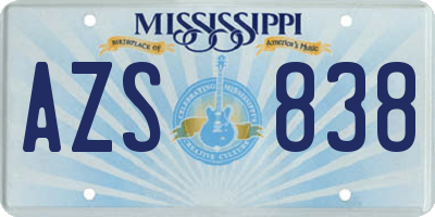 MS license plate AZS838