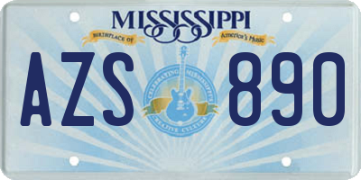 MS license plate AZS890