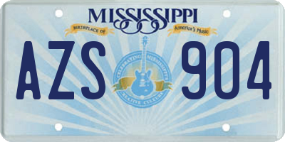 MS license plate AZS904