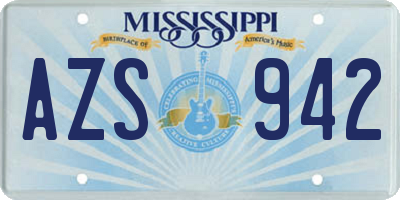 MS license plate AZS942