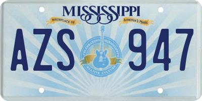 MS license plate AZS947