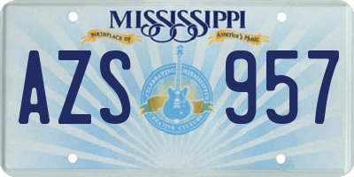 MS license plate AZS957