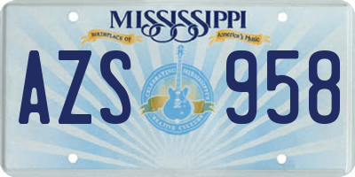 MS license plate AZS958