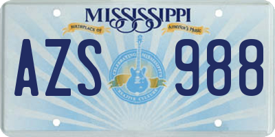 MS license plate AZS988