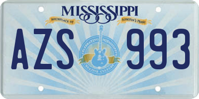MS license plate AZS993