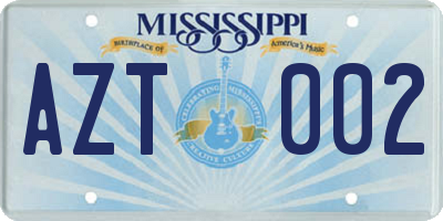 MS license plate AZT002