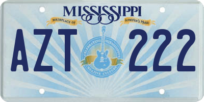 MS license plate AZT222