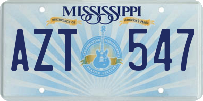 MS license plate AZT547