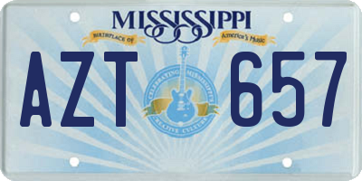 MS license plate AZT657