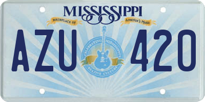 MS license plate AZU420