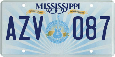 MS license plate AZV087
