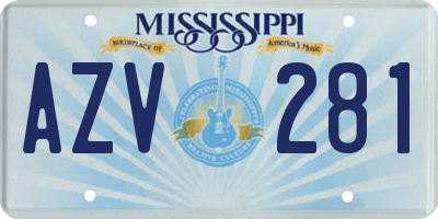MS license plate AZV281