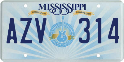 MS license plate AZV314