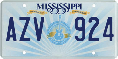 MS license plate AZV924