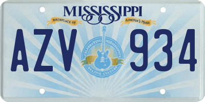 MS license plate AZV934