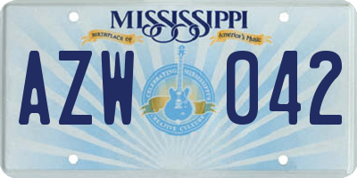 MS license plate AZW042