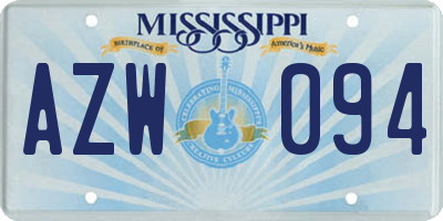 MS license plate AZW094