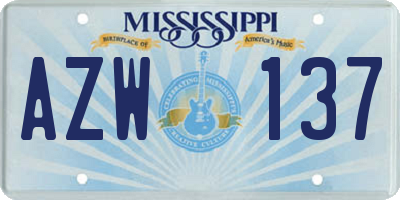 MS license plate AZW137